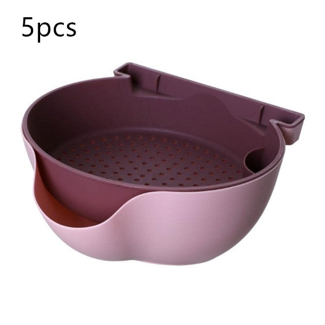 Kitchen Organizer Drain Basket Double Layer Plastic