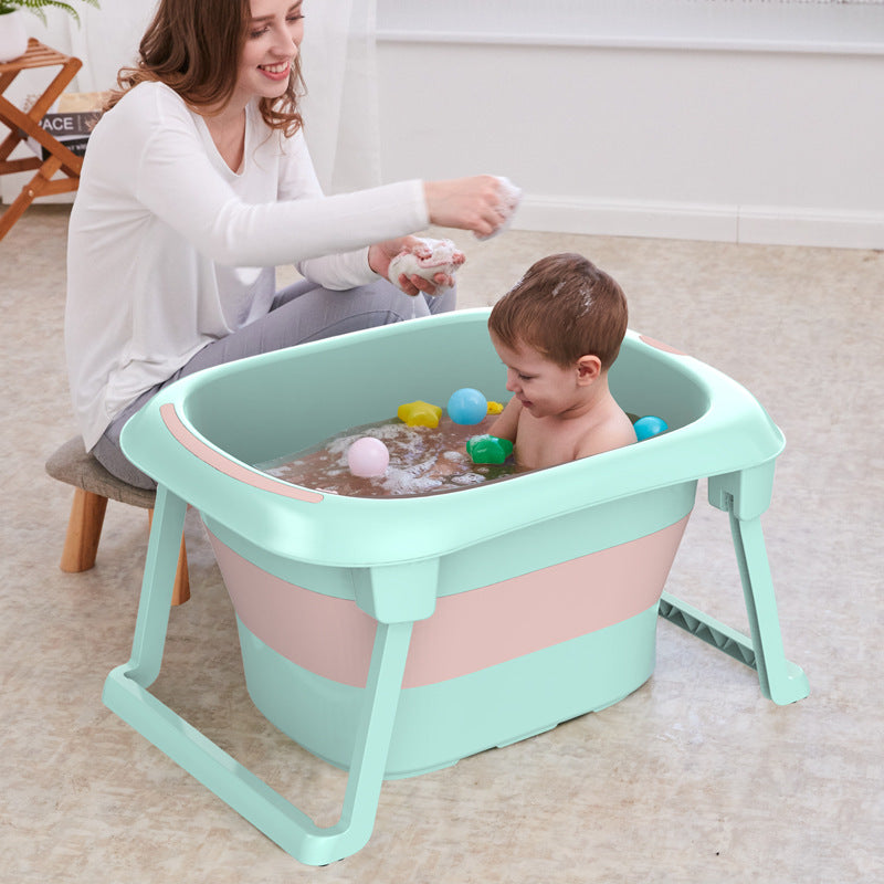 Baby Shining 0-10Y Children Folding Bath Tub Height 44.5cm Baby Bath Seat Insulation Non Slip Easy Storage Kid Widen Bath Bucket