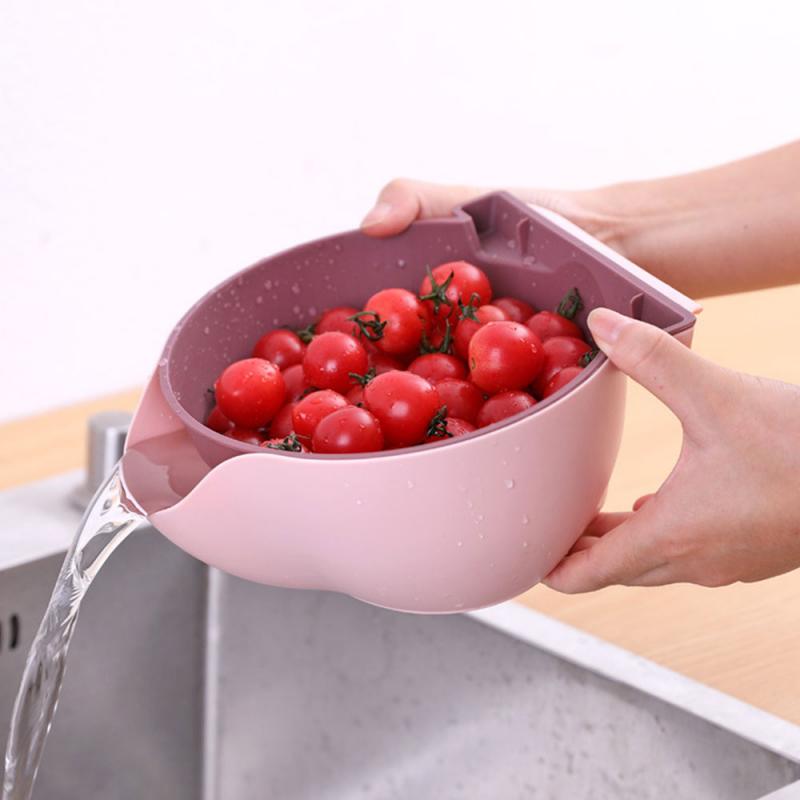 Kitchen Organizer Drain Basket Double Layer Plastic