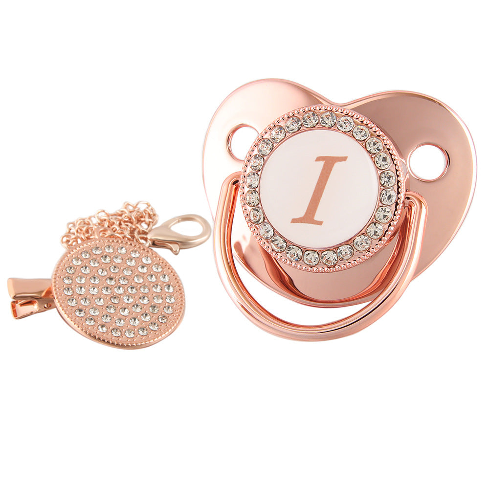 Alphabet Baby Soother Pacifier Rose Gold