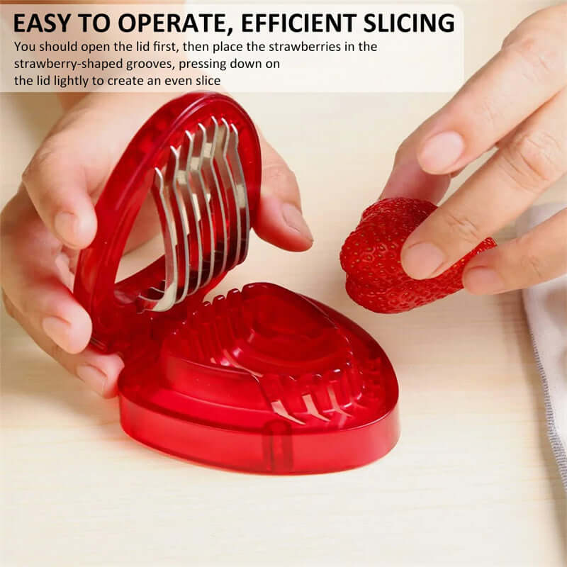 Red Strawberry Slicer Plastic Fruit Carving Tools Salad Cutter Berry Strawberry Cake Decoration Cutter Kitchen Gadgets