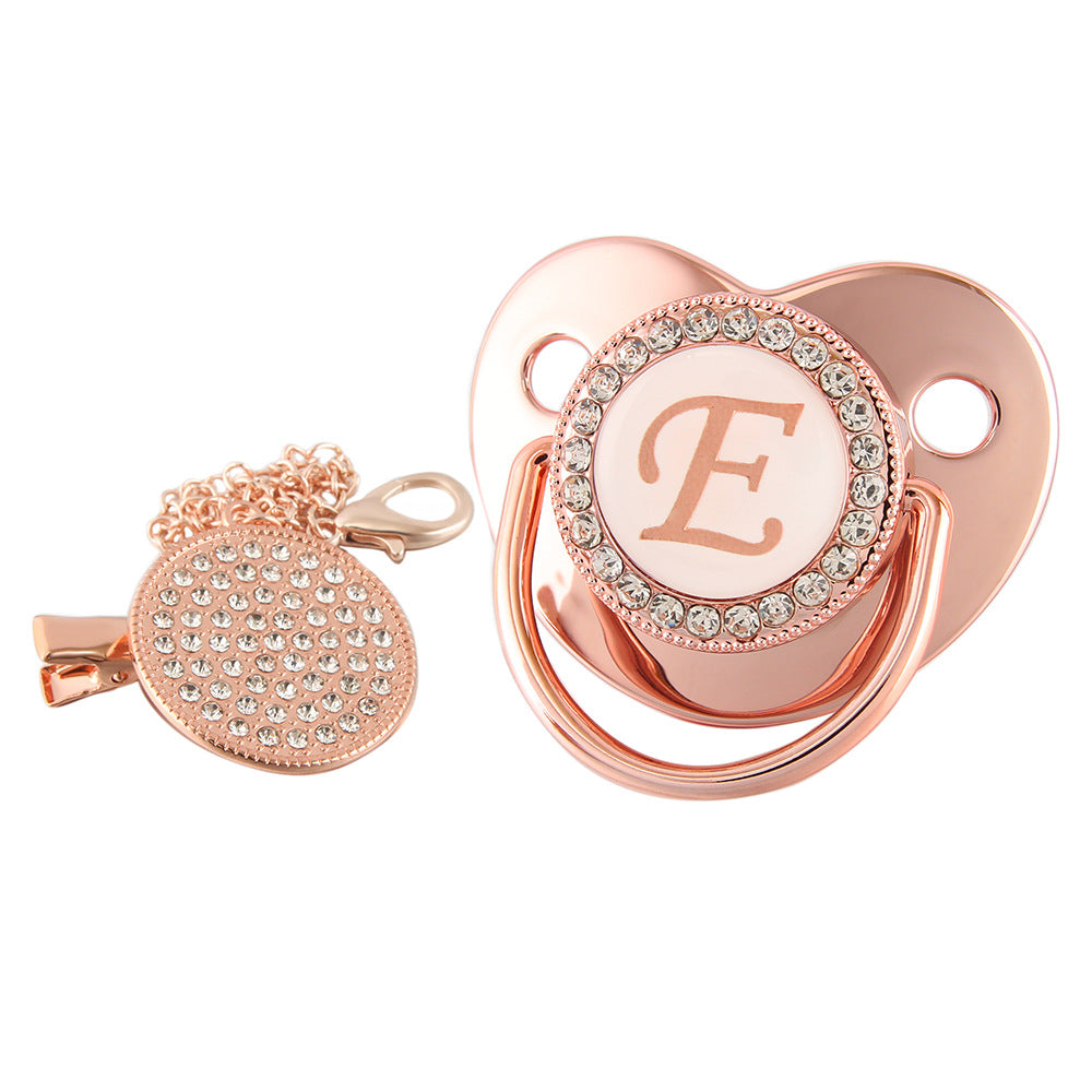 Alphabet Baby Soother Pacifier Rose Gold