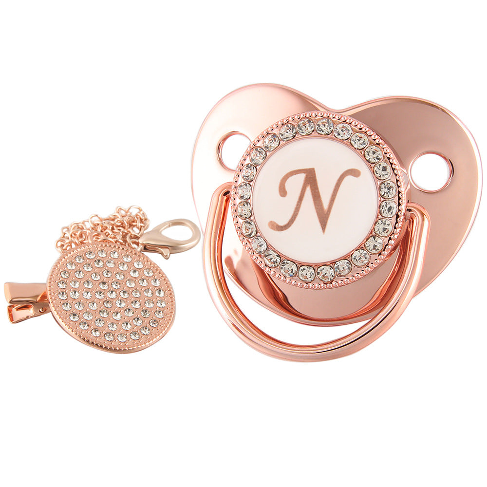 Alphabet Baby Soother Pacifier Rose Gold